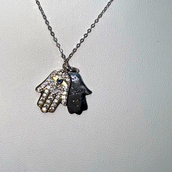 Stella Picciotto Sterling Silver Hamsa Hand Evil Eye Pendant Necklace - Picture 9 of 14
